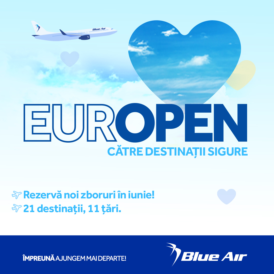 Read more about the article 21 de noi destinatii operate de Blue Air in luna iunie. Vezi cum poti rezerva