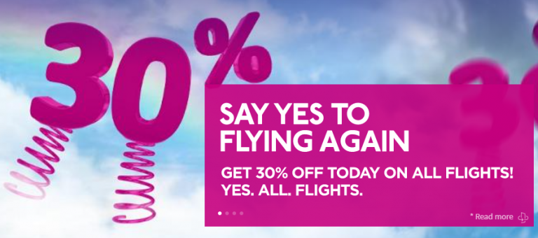 Astazi, Wizz Air ofera 30% reducere pentru toate biletele achizitionate catre orice destinatie