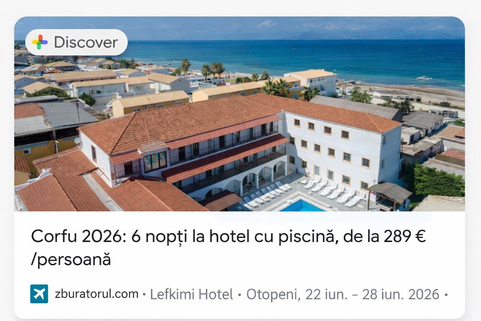 You are currently viewing Corfu 2026: 6 nopți in hotel cu piscină cu mic dejun, 289 € / persoană