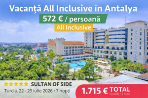 Read more about the article Vacanță All Inclusive în Antalya – 1715 euro (2 adulți + 1 copil) – 7 nopți la Sultan of Side 5*