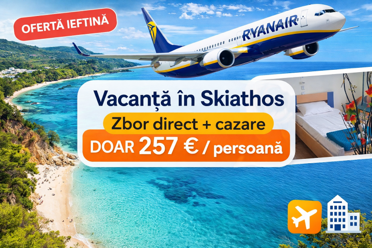 Vacanță în&nbsp;Skiathos: zbor direct + cazare&nbsp;6 nopți, doar 257 € / persoană