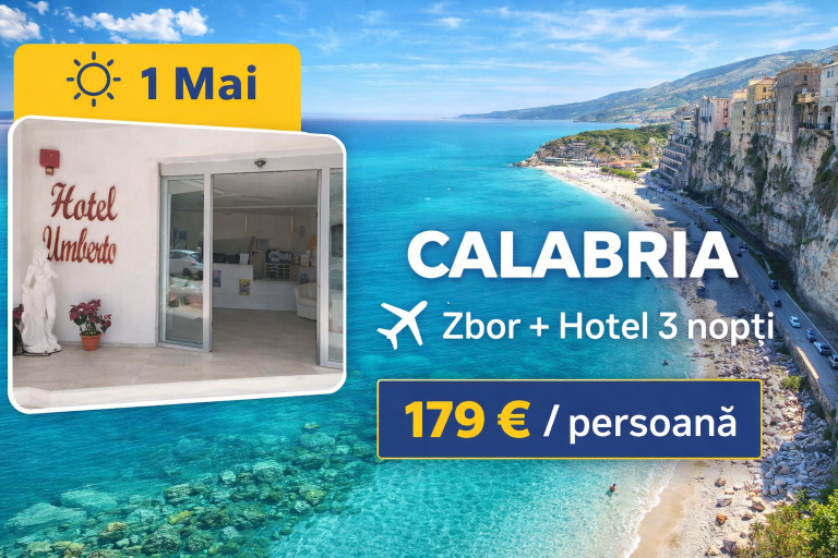 🇮🇹 Calabria de 1 Mai: zbor + hotel 3 nopți –&nbsp;179 € / persoană