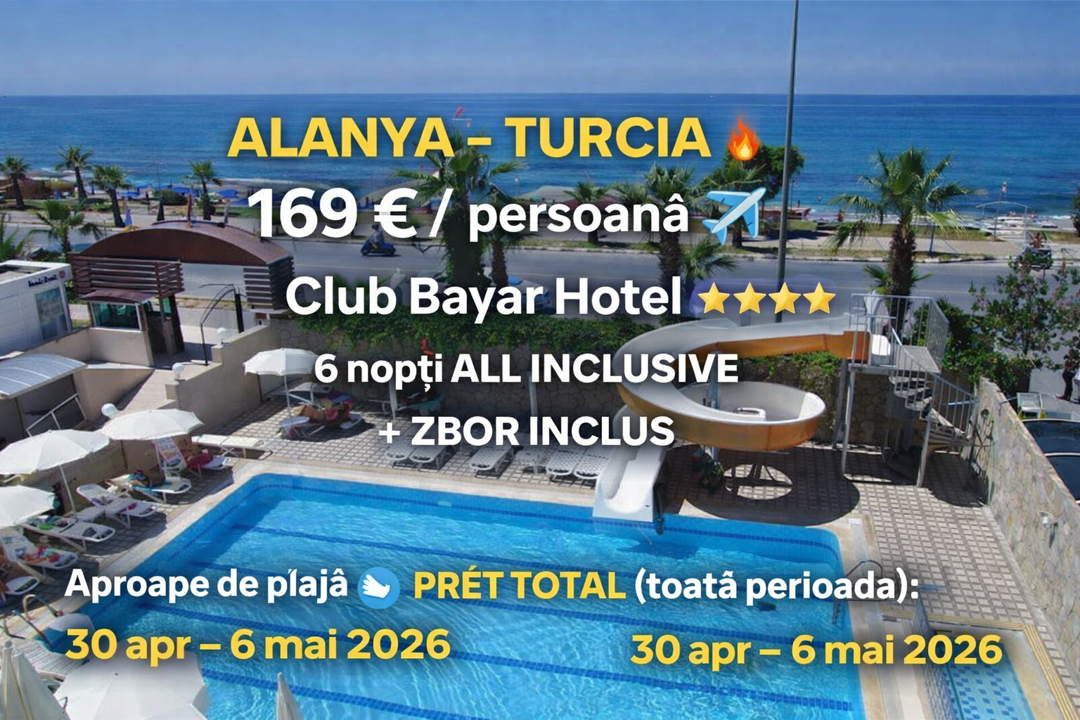 You are currently viewing Vacanță în Alanya la doar 169 € / persoană (6 nopți, zbor inclus, All Inclusive) – ofertă limitată 2026
