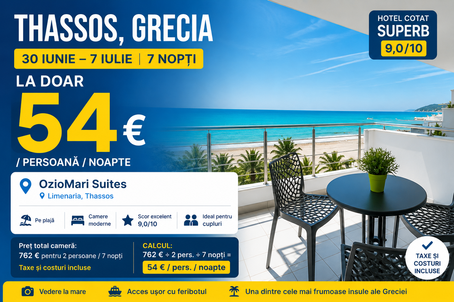 You are currently viewing Thassos la doar 54 € / pers / noapte! 7 nopți la malul mării în Grecia foarte bine cotat