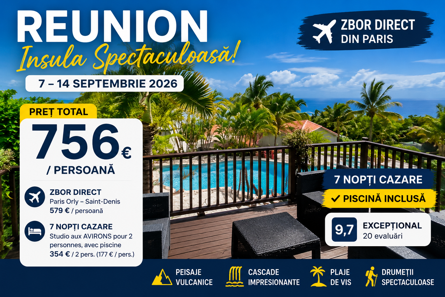 You are currently viewing Vacanță în Insula Réunion – 756 € / pers! Zbor direct din Paris + 7 nopți de cazare