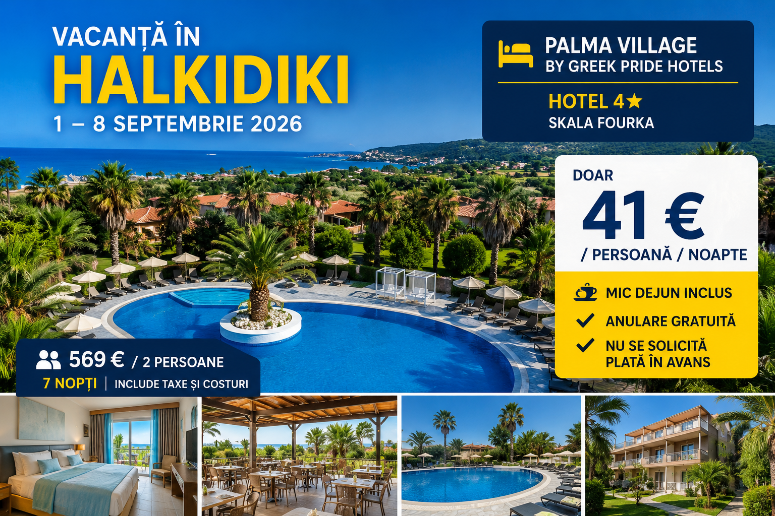 Read more about the article Vacanță în Halkidiki – doar&nbsp;285 € / persoană 7 nopți cu mic dejun inclus