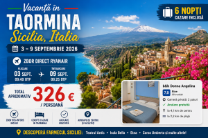 Read more about the article Vacanță în Taormina, Sicilia – 326 € / pers: zbor direct + 6 nopți de cazare