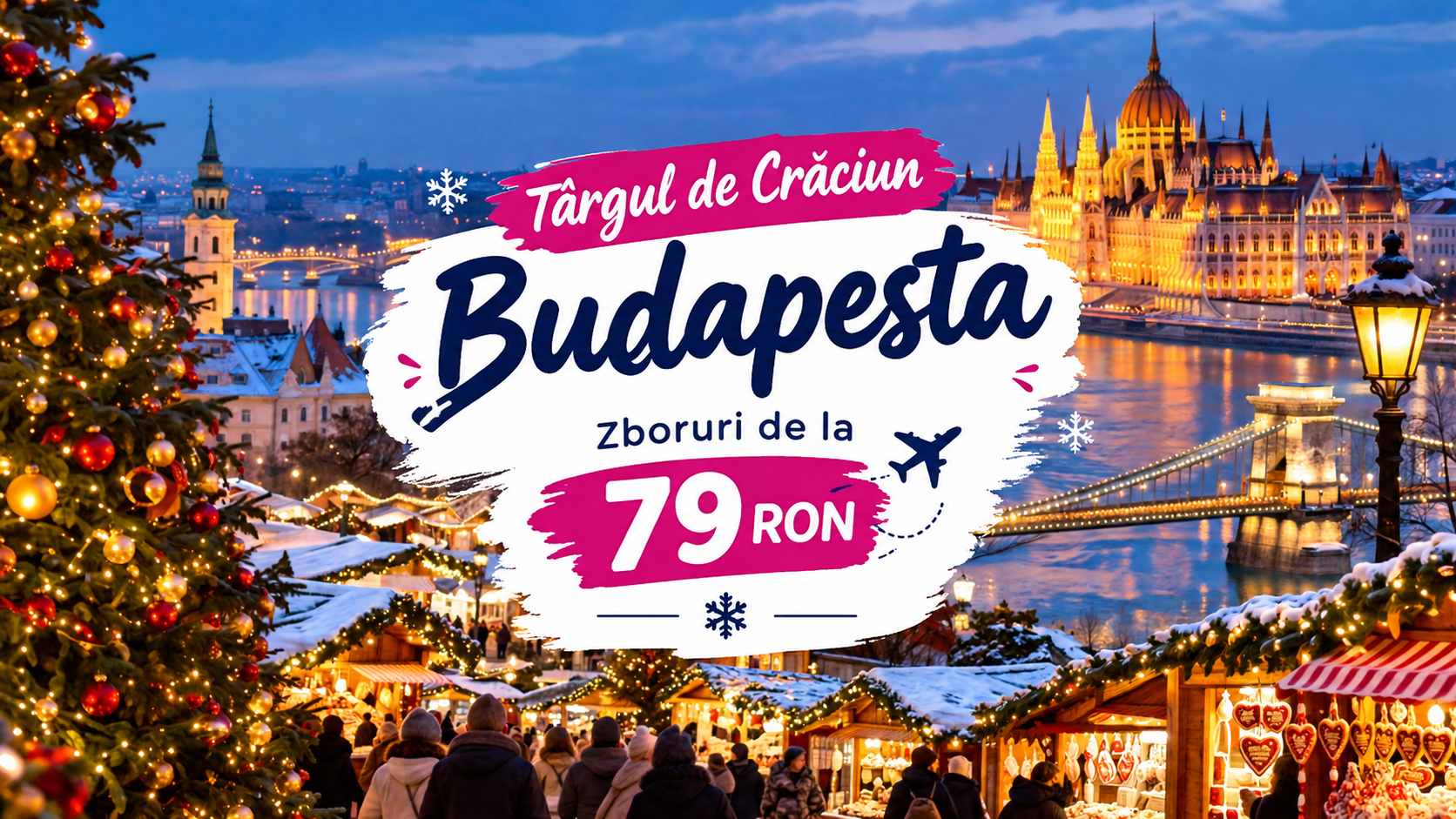 You are currently viewing Târgul de Crăciun din Budapesta 2026: zboruri din Târgu Mureș de la 79 RON